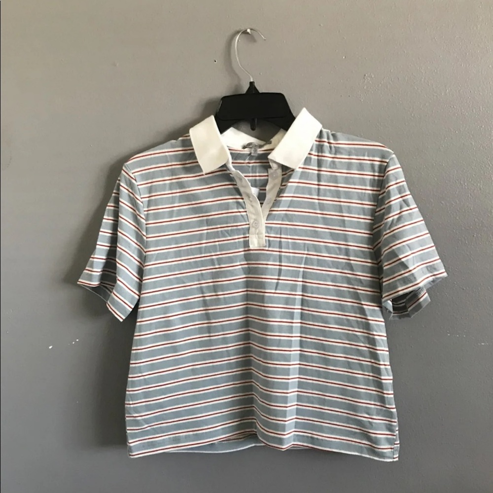 Charlotte Russe Striped polo crop top
